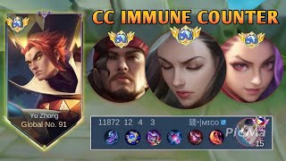 HOW TO DEAL THIS ANNOYING CC IMMUNE ENEMY USING THIS YU ZHONG EMBLEM SET - MLBB