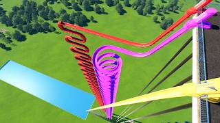 Straight vs Spiral vs Snake Trap Door Water Slides – Planet Coaster 2