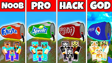 Minecraft: FAMILY SODA COCA COLA HOUSE BUILD CHALLENGE - NOOB vs PRO vs HACKER vs GOD in Minecraft