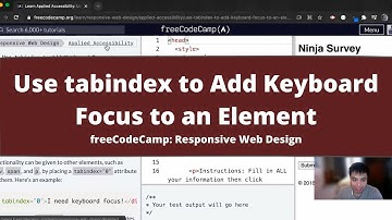 Use tabindex to Add Keyboard Focus to an Element (Applied Accessibility) freeCodeCamp Tutorial