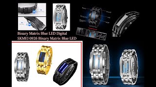 Binary Matrix Blue LED Digital Watch Mens Classic Creative Fashion ساعات الموضة الإبداعية الكلاسيكية