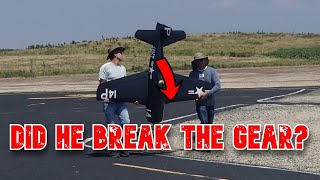 Giant Scale Grumman F8F Bearcat TEXTBOOK BELLY-LANDING!