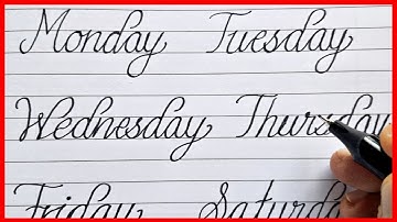 Days Of Week In Cursive | Cursive Writing Days Of The Week