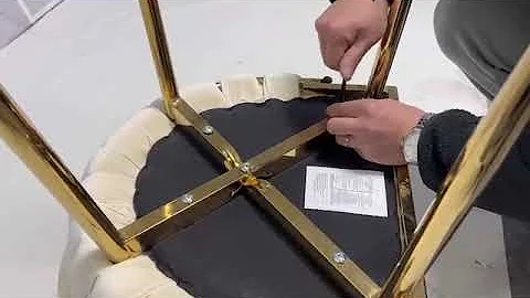 Modern Design Golden Metal Frame Velvet Fabric Dining Chair Installation Instruction