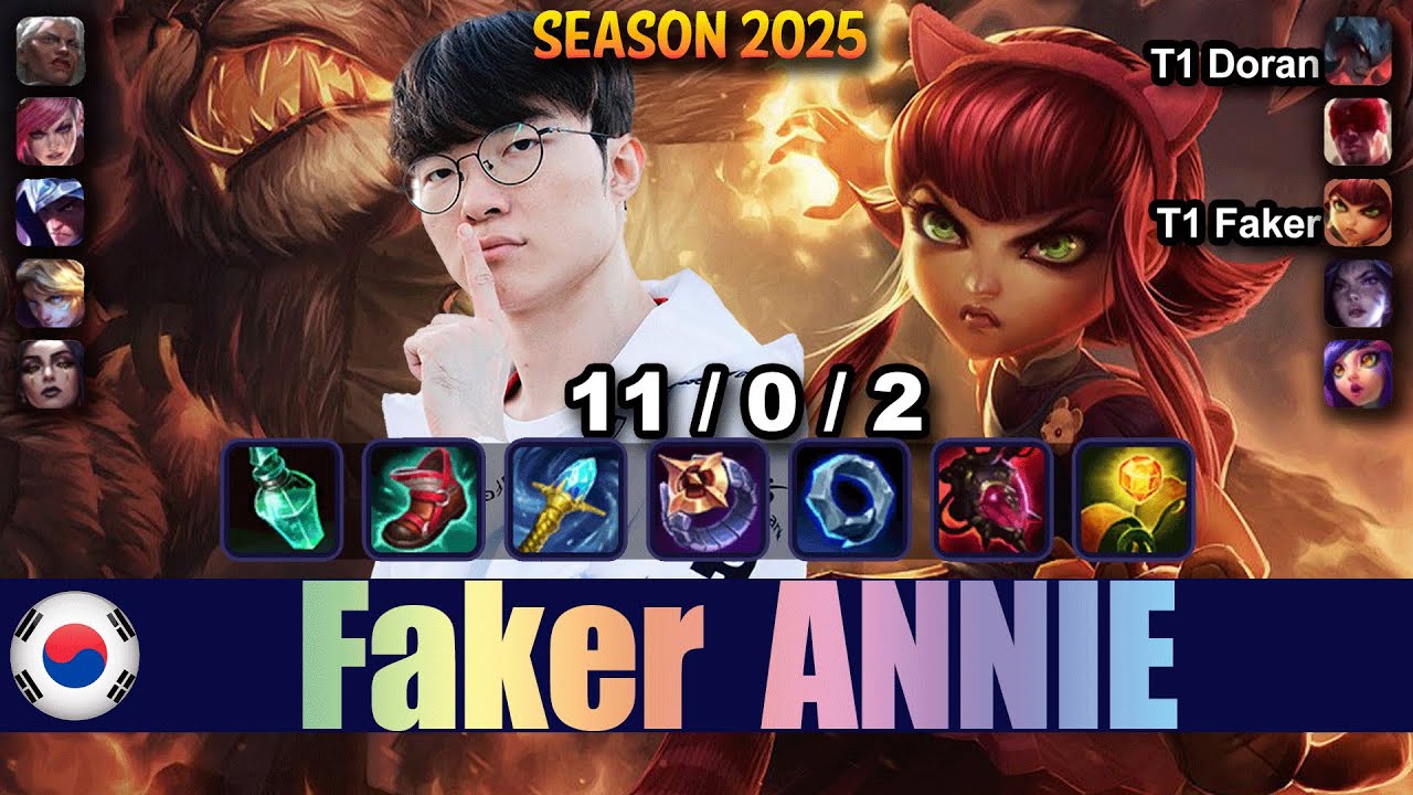 T1 Faker ANNIE vs TALON Mid - Patch 25.18 KR Ranked | lolrec
