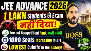 😱1LAKH Students ने JEE ADVANCE 2026 नहीं दिया!1000 Seats Increasing in IITs Lowest Competition Ever