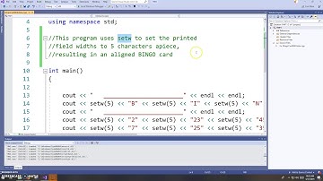 Bingo Card Using setw