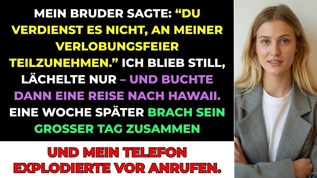 Mein Handy summte auf dem Schreibtisch in meinem Münchner Büro. Der Bildschirm leuchtete auf, und die Nachricht traf mich wie ein Faustschlag: „Du bist es nicht wert, zu meiner Verlobungsfeier zu...