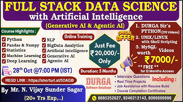 FULL STACK DATA SCIENCE with Artificial Intelligence Online Training @ DURGASOFT