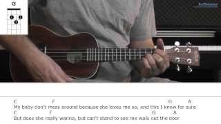 how to play hey ya with outkast (ukulele lesson plus keyboard - cajon main parts)