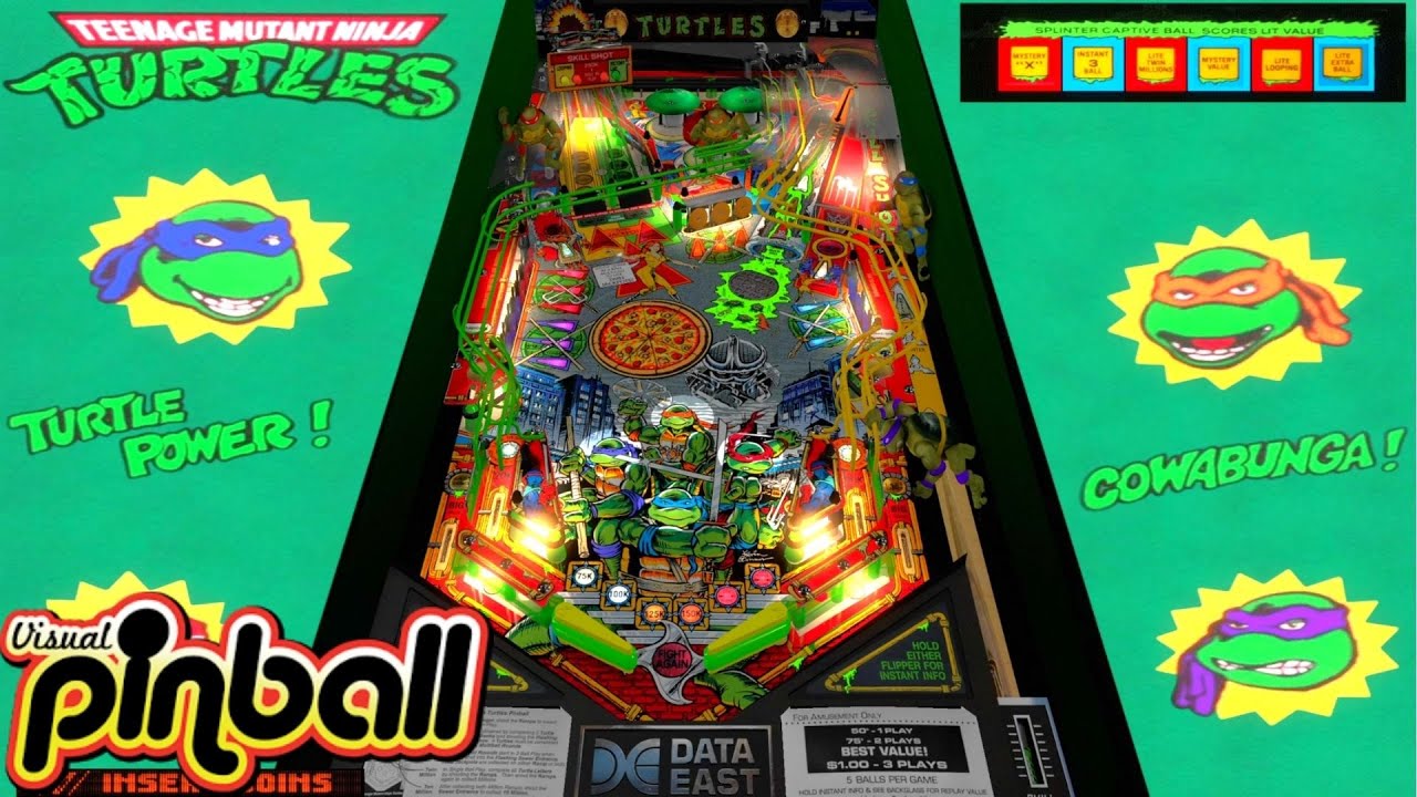 TEENAGE MUTANT NINJA TURTLES - PINBALL | Jogando a Mesa Clássica de TMNT - VPINBALL#16