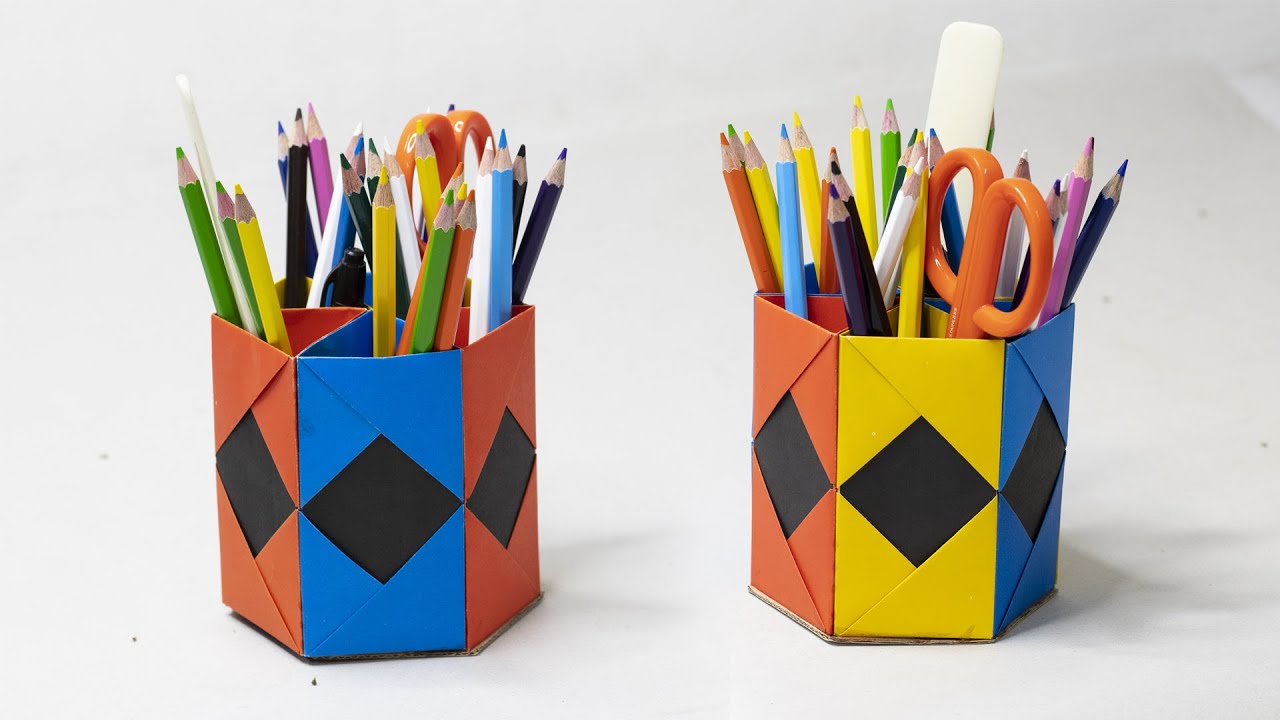 DIY Pencil Holder Out of Paper Paper Crafts For School YouTube