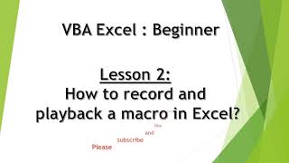 How To Record And Playback A Macro In Excel?