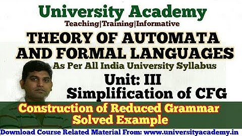 TAFL36:Theory of Automata,Simplification of Context free grammar,Elimination of useless symbol