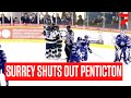 Surrey eagles are one win away from the fred page cup vs penticton vees  bchl playoff highlights