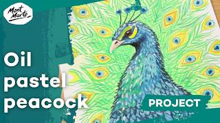Peacock Drawing In Watersoluble Oil Pastels