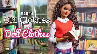 DIY Doll Clothes : Using Clothes to make Doll Fashion | Easy Sewing Ideas | Shirt, Dress, Buttons
