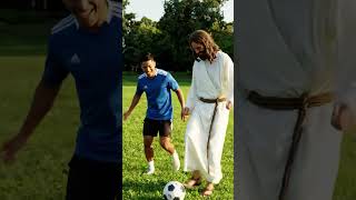 Jesus has football skills. haha
