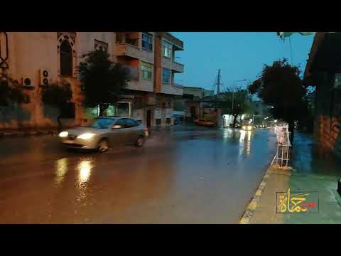 أذان المغرب مع صوت الأمطار من مدينة حماة