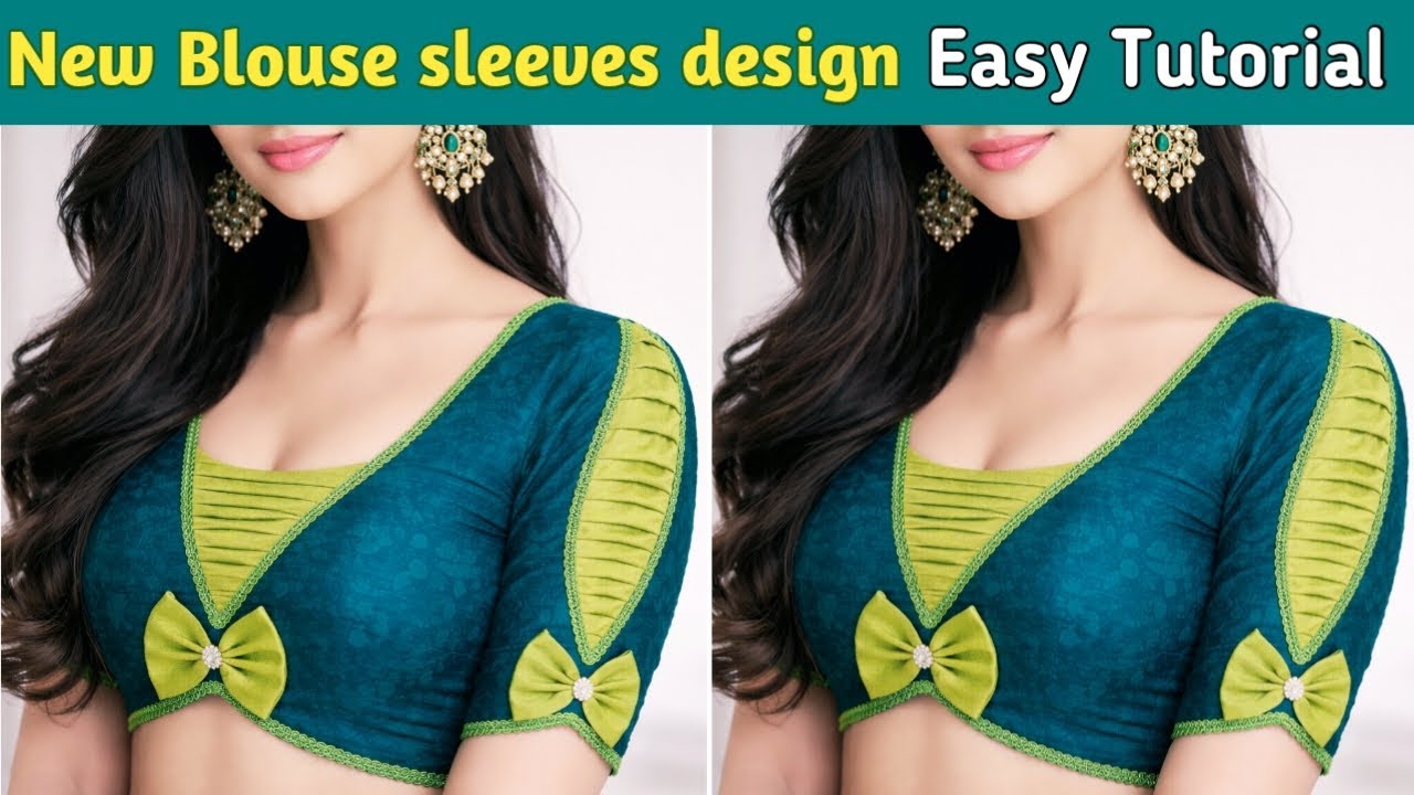 3D Style Pleated Sleeve Design with Lace & Bow | Astin ki Design | 
