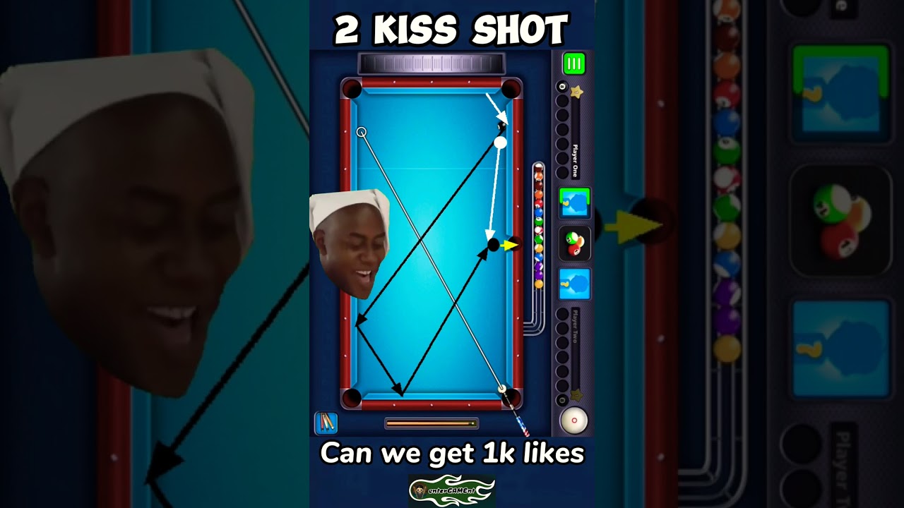 2 KISS Shot Tutorial | how to play trick shots in 8 ball pool #8bptrickshots #miniclip #8ballpool