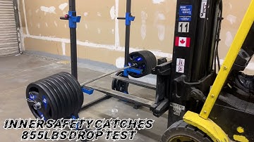 EAC Crystal Blue Squat Rack 855lbs Drop Test