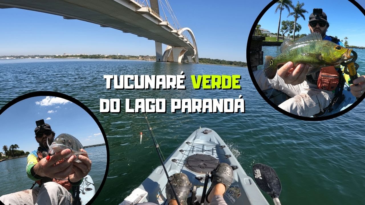 PEGUEI UM TUCUNARÉ VERDE! PESCANDO DE CAIAQUE NO LAGO PARANOÁ!