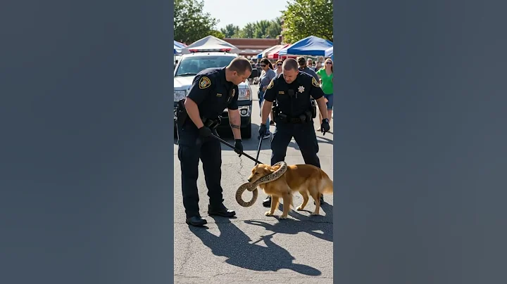 Police Officers Rescue Dog from Snake During Street Event
