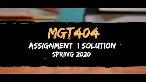 Mgt404 Assignment 1 Solution Spring 2020