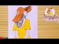 How to draw a girl ( back side ) With hat - pencil sketch / A girl wearing hat Drawing easy Tutorial