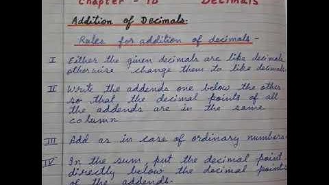 Class V (Mathematics) Chapter No. 10 "Decimals" (Video 1) (Attachment in description box)