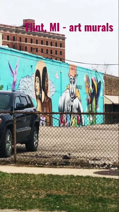 amazing ART MURALS downtown Flint, MI buildings