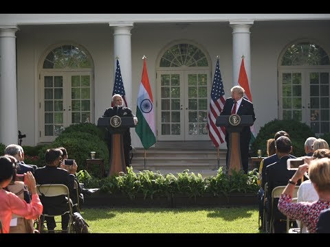 PM Modi at the Joint Press Statements with President Trump in Washington DC