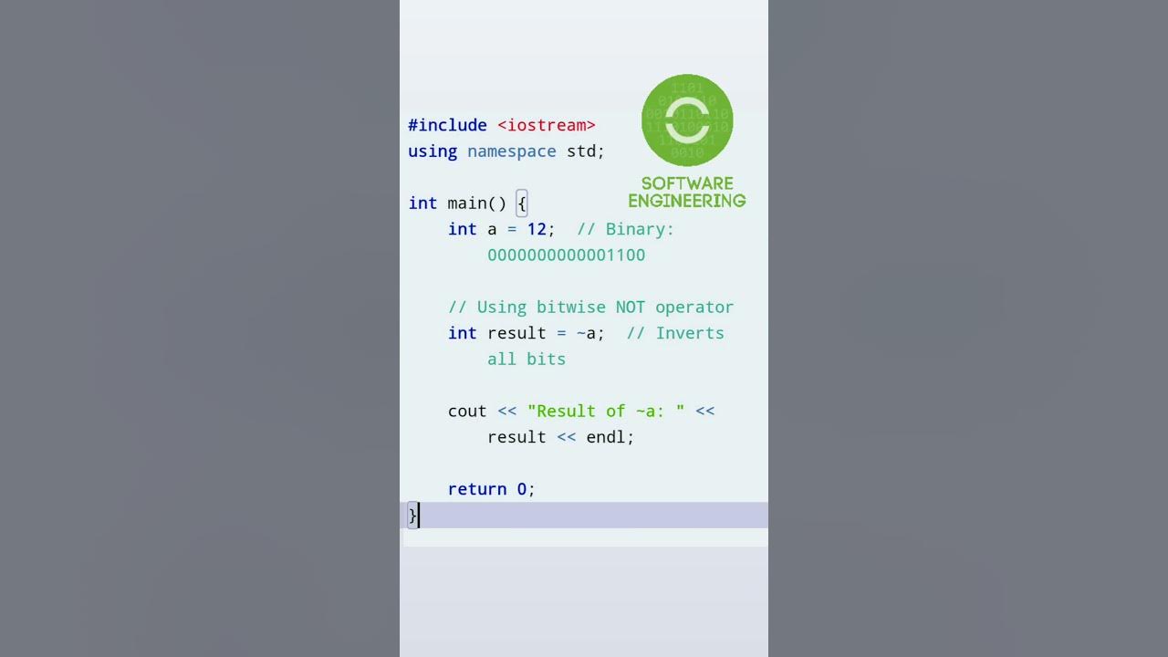Bitwise not operator in cpp language bitwise operator not operator
