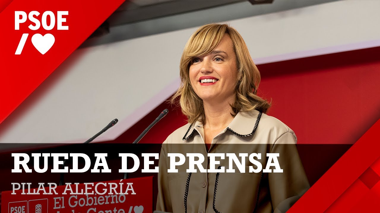 Rueda de prensa de Pilar Alegría desde Ferraz - YouTube