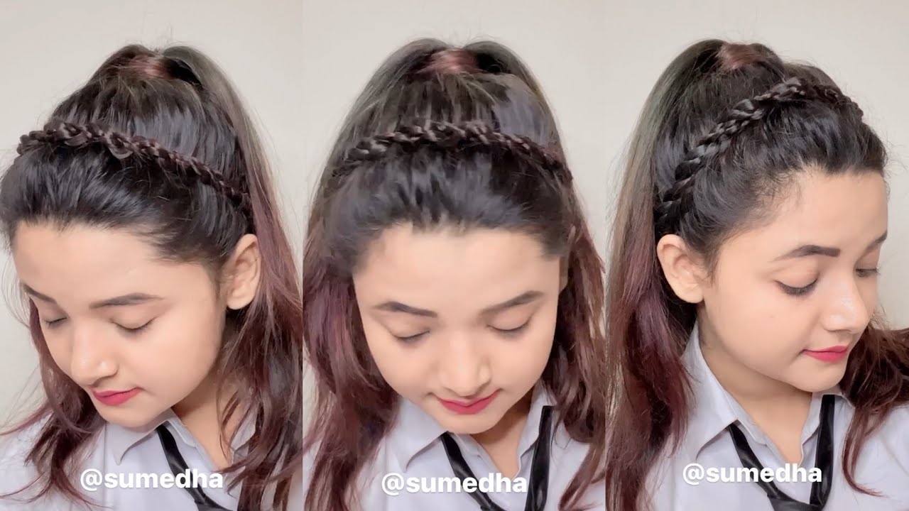 Cute hairstyle for college/school uniform 🤍🖤 - YouTube