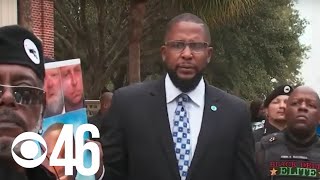 New Black Panther Party demonstrates outside Glynn County Courthouse