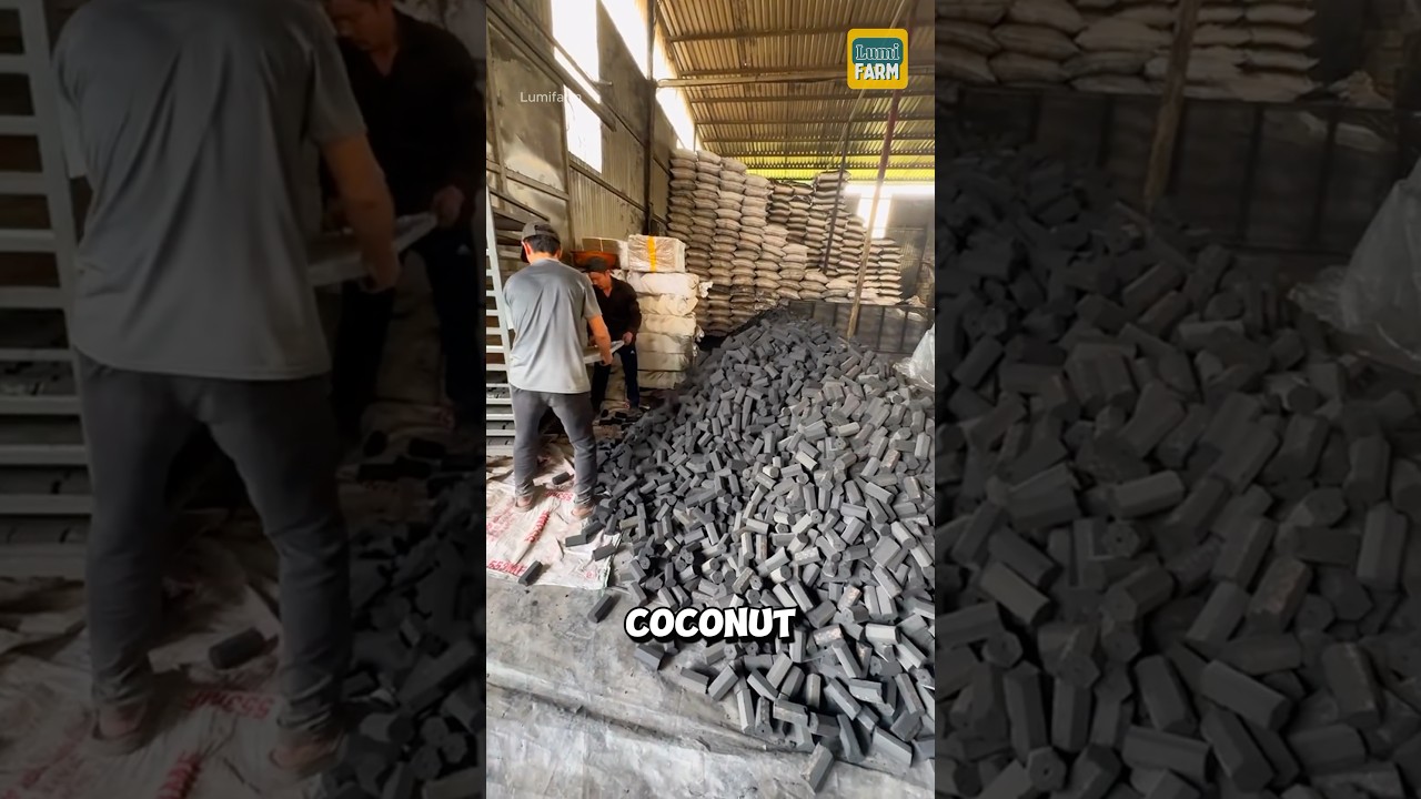 How do Vietnamese people turn coconut shells into charcoal? #charcoal #shorts