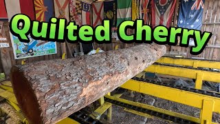 Sawing one beautiful quilted cherry log # 765