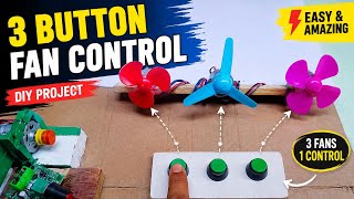 🔥 3 Button Fan Control Project | 3 DC Motor DIY Science Project | Amazing Electronics Experiment