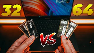 32GB vs 64GB - Is it WORTH the upgrade for Creators | Performance gain on ASUS ProArt Studiobook 16