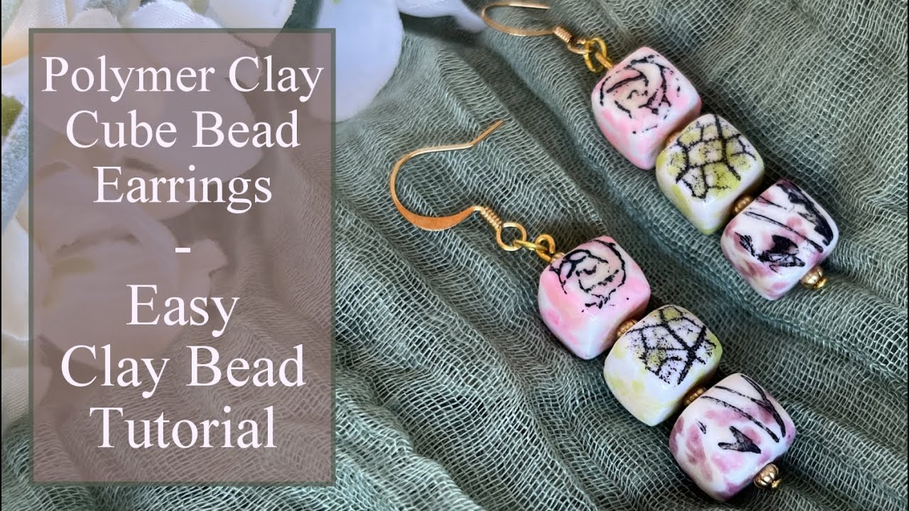Polymer Clay Cube Bead Earrings - Easy Clay Bead Tutorial