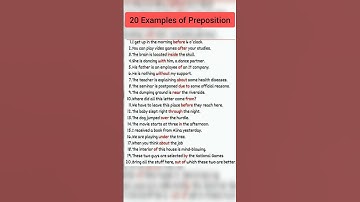 Prepositions in English Grammar | 20 Examples of Preposition | Sentence with Preparation #grammar