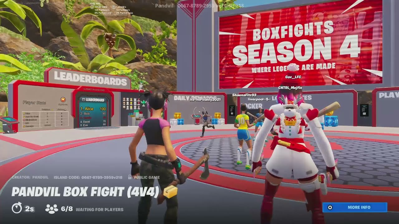 Box fight (4v4)fortnite creative map code(0667-8789-2959)(pandvil box fight)