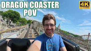 Dragon Coaster Reverse POV (4K 60FPS), Rye Playland Classic Wood Coaster | Non-Copyright