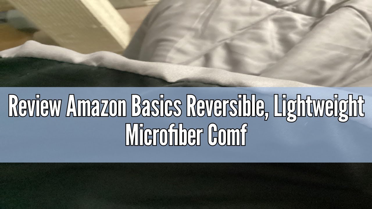 Review Amazon Basics Reversible, Lightweight Microfiber Comforter Blanket - Full/Queen, Black/Gray