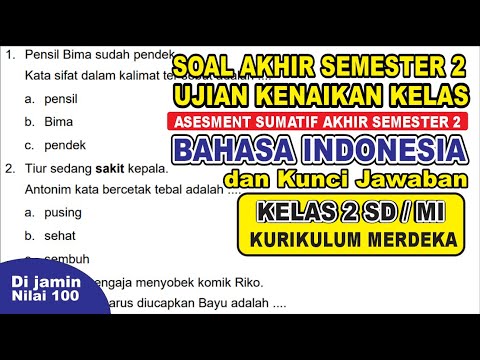 Latihan Soal Sumatif Akhir semester 2 Bahasa Indonesia Kelas 2 SD/MI kurikulum merdeka - kunci jawab