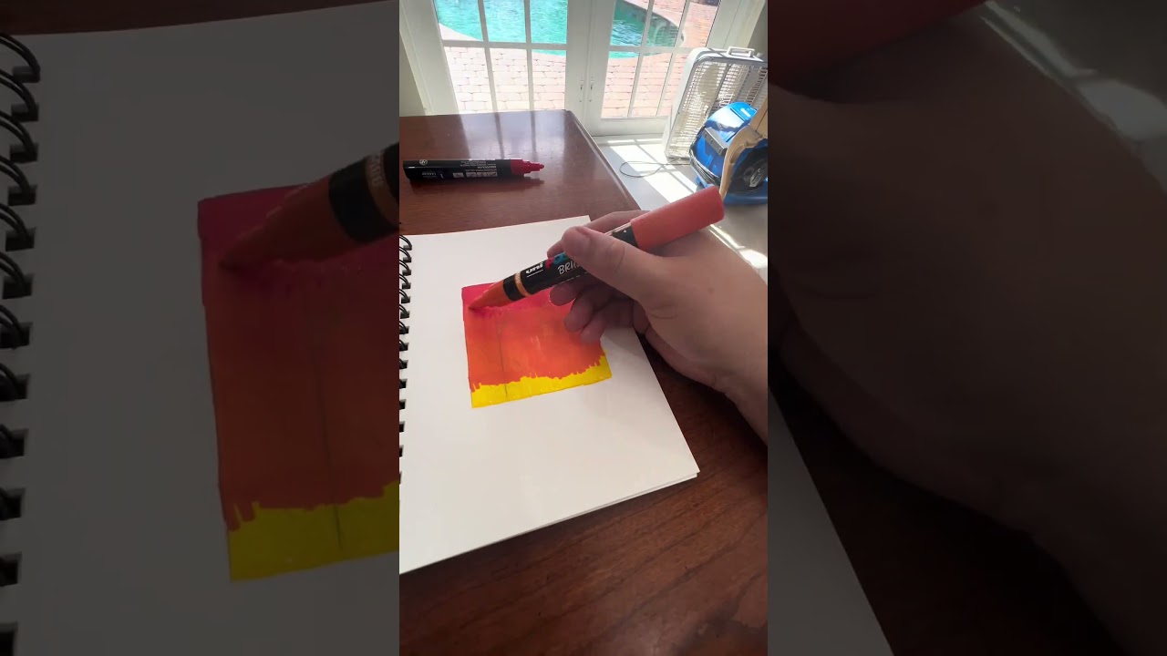 A warm autumn sky and a glowing lamppost 🍂✨ #fallvibes #cozynights #fallart #art #palmtreescreative