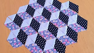 3D Quilt/Easy Tumbling Block Without "Y" Seam/ Cube Quilt Pattern