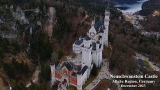 4K Bird&#39;s View Video of Neuschwanstein Castle in Allgäu region of Germany